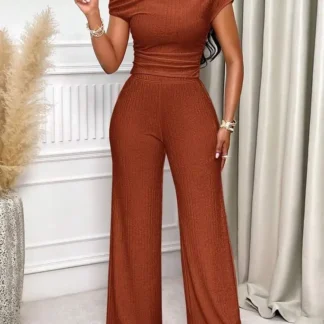 Terracotta Wide Leg Pants Suit for Women