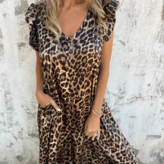 Leopard Print Wide Leg Jumpsuit for Women