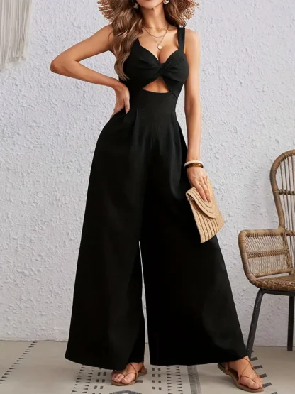 Black Wide Leg Cut-Out Jumpsuit