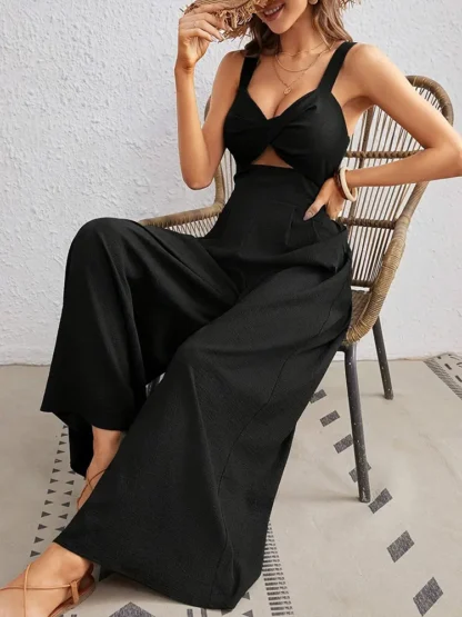 Black Wide Leg Cut-Out Jumpsuit
