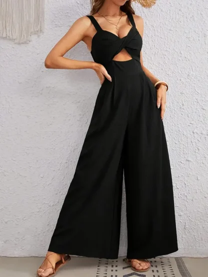 Black Wide Leg Cut-Out Jumpsuit
