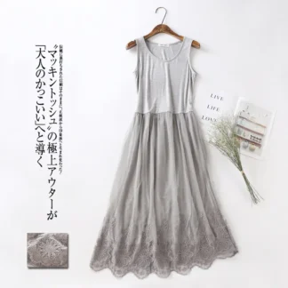Silver Lace High Waist Dress for Women Autumn Winter