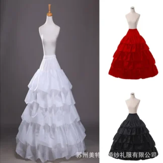 Five-Layer Lotus Leaf Underskirt Red White Black