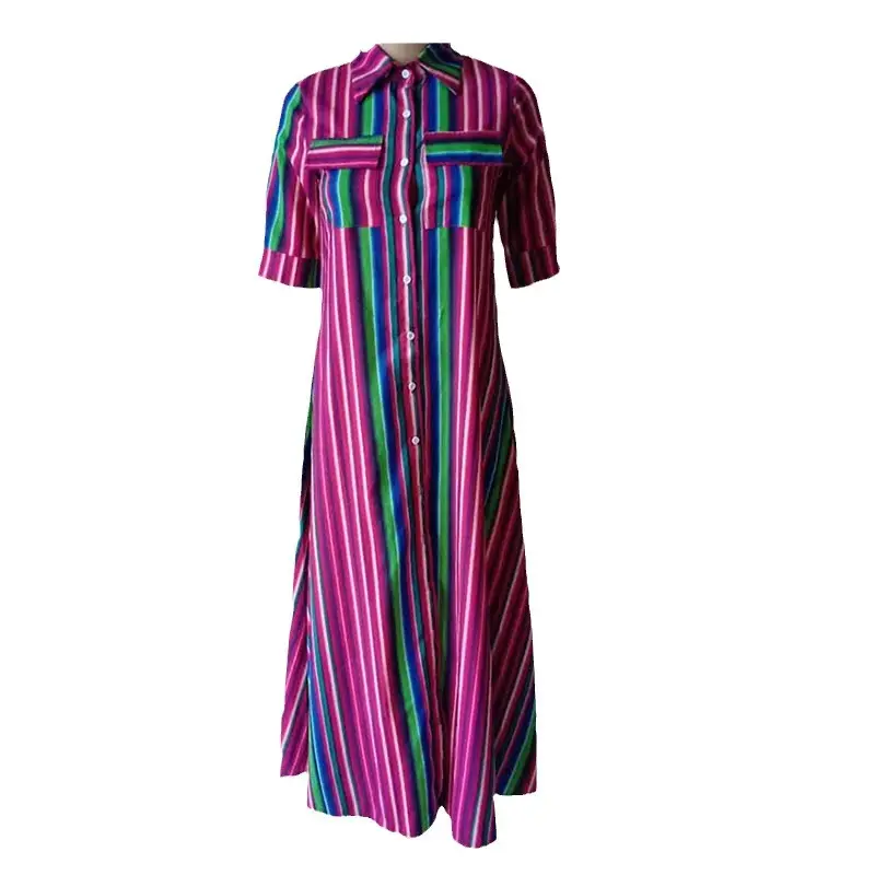Vibrant Striped Flowing Dress for Women Summer Wear - Image 5