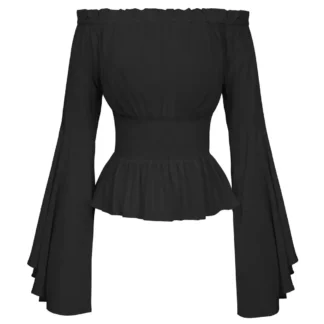 Black Off-Shoulder Peplum Top for Women