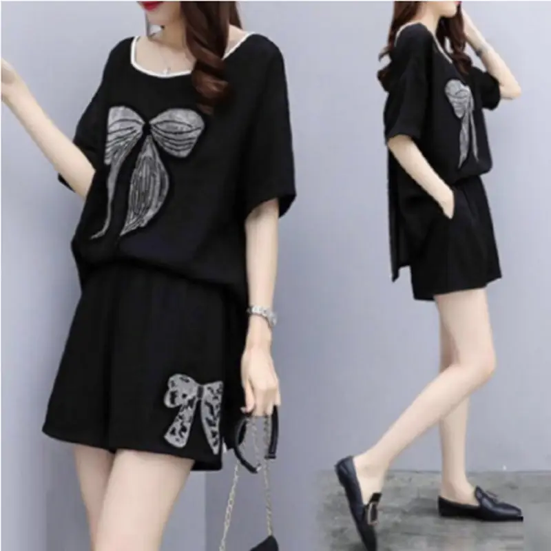 Black Sequined Two-Piece Summer Set for Women - Image 4