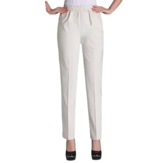 White Elastic Waist Pants for Women Summer Wear