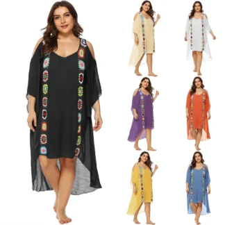 Hand-Hooked Crochet Beach Wear Dress Multi Color