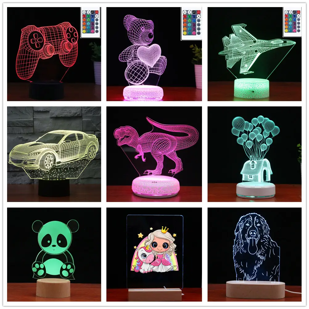 3D Rose Lamp Red Glow Touch Control Acrylic - Image 3