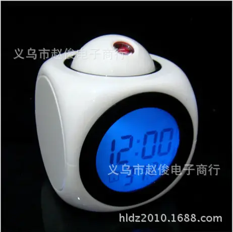 White Projector Alarm Clock with LED Display and Voice Report - Image 3
