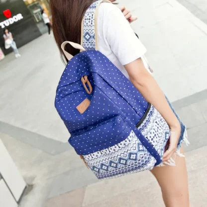 Women Ethnic Print Canvas Backpack