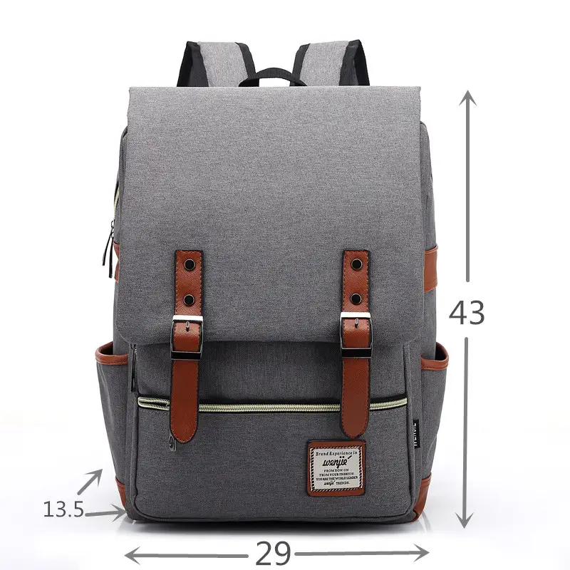 Large Capacity Grey College Style Backpack for Men Women - Image 2
