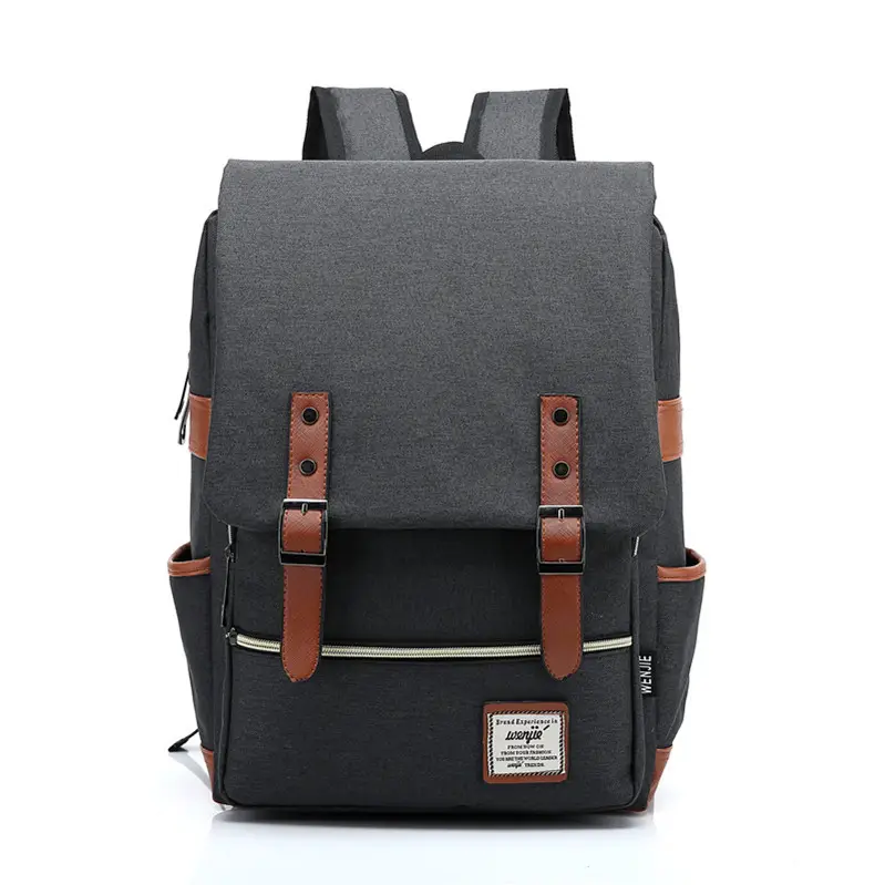 Large Capacity Grey College Style Backpack for Men Women - Image 4