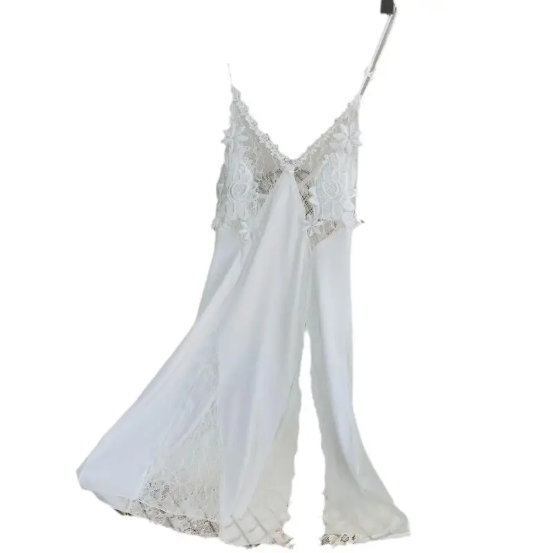 Women Silk Flower Nightgown Pink Summer Sleepwear - Image 5