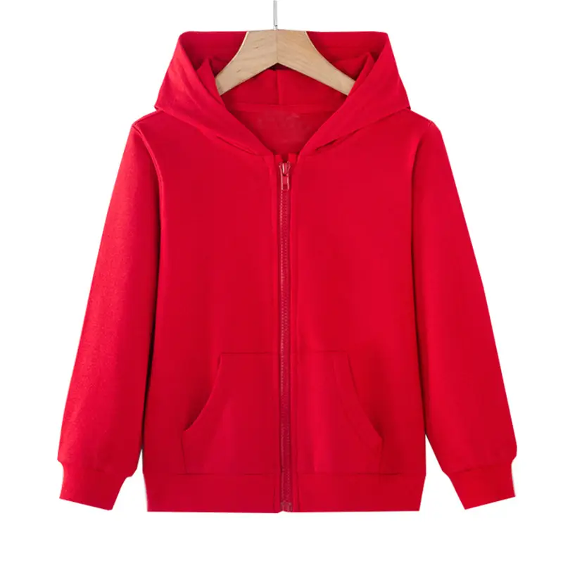Red Full-Zip Hooded Jacket for Kids