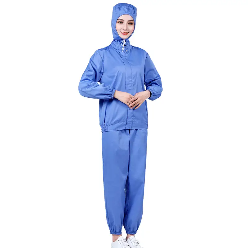 Hooded Work Clothes Blue White Factory Protective Uniform - Image 5