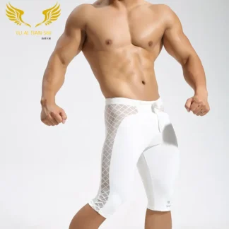 White Mesh Sports Pants for Men Fitness Running