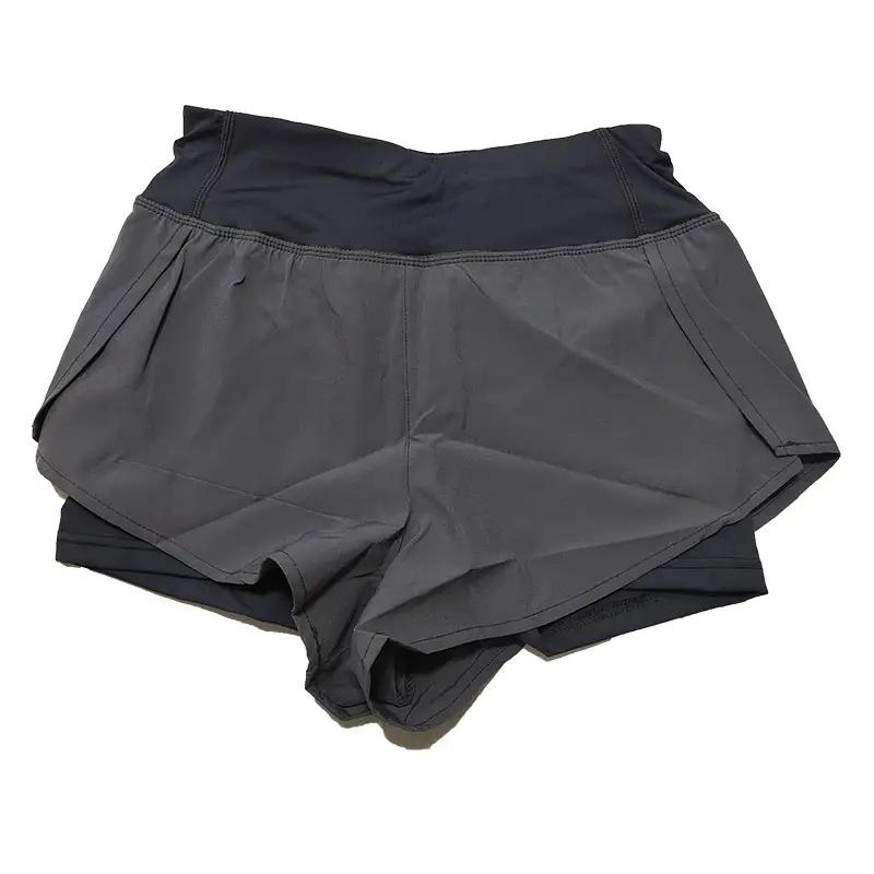Fake Two-piece Quick-Dry Sports Shorts Gray Blue Loose Fit - Image 5
