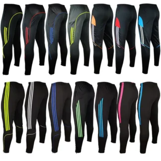 Men's Black Football Training Pants with Color Stripes