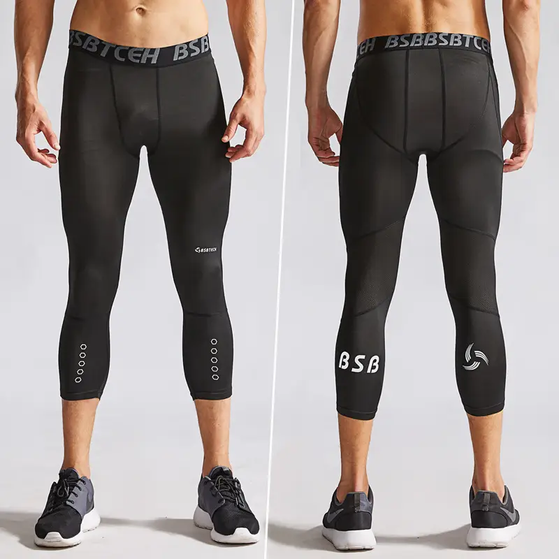 Men Compression Fitness Two-piece Suit Black Quick-drying - Image 3