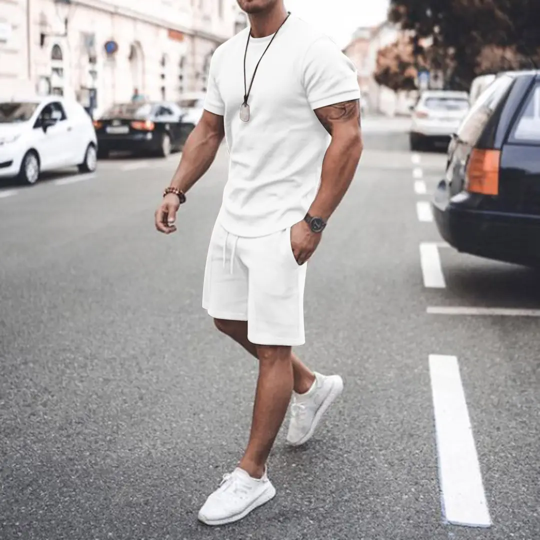 Men Summer Short Sleeve Casual Suit Multi Color - Image 2