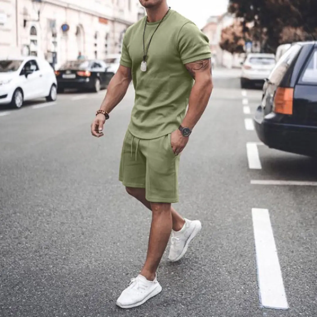 Men Summer Short Sleeve Casual Suit Multi Color - Image 3