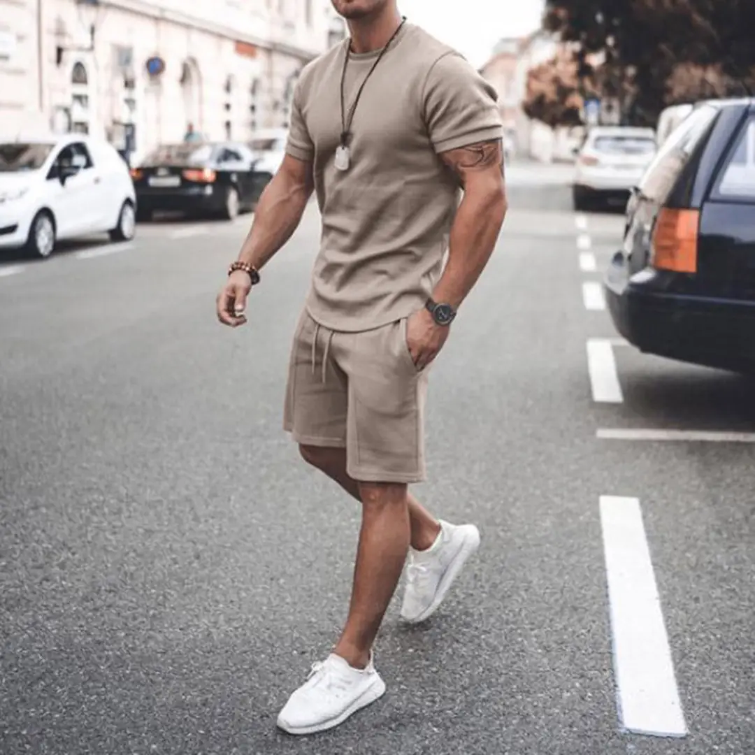 Men Summer Short Sleeve Casual Suit Multi Color - Image 4