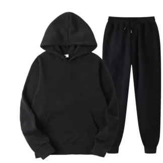 Men Black Hoodie & Sweatpants Winter Set