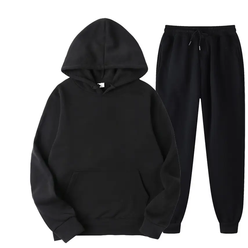 Men Black Hoodie & Sweatpants Winter Set