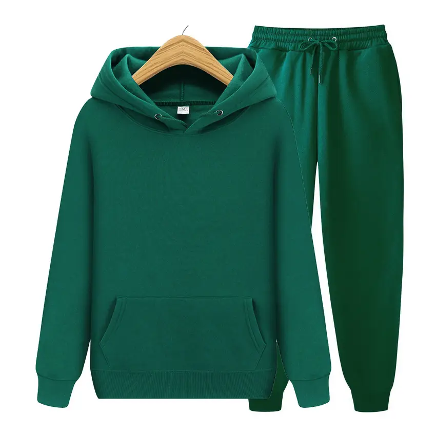 Men Black Fleece Hoodie Pants Sports Suit Autumn - Image 5