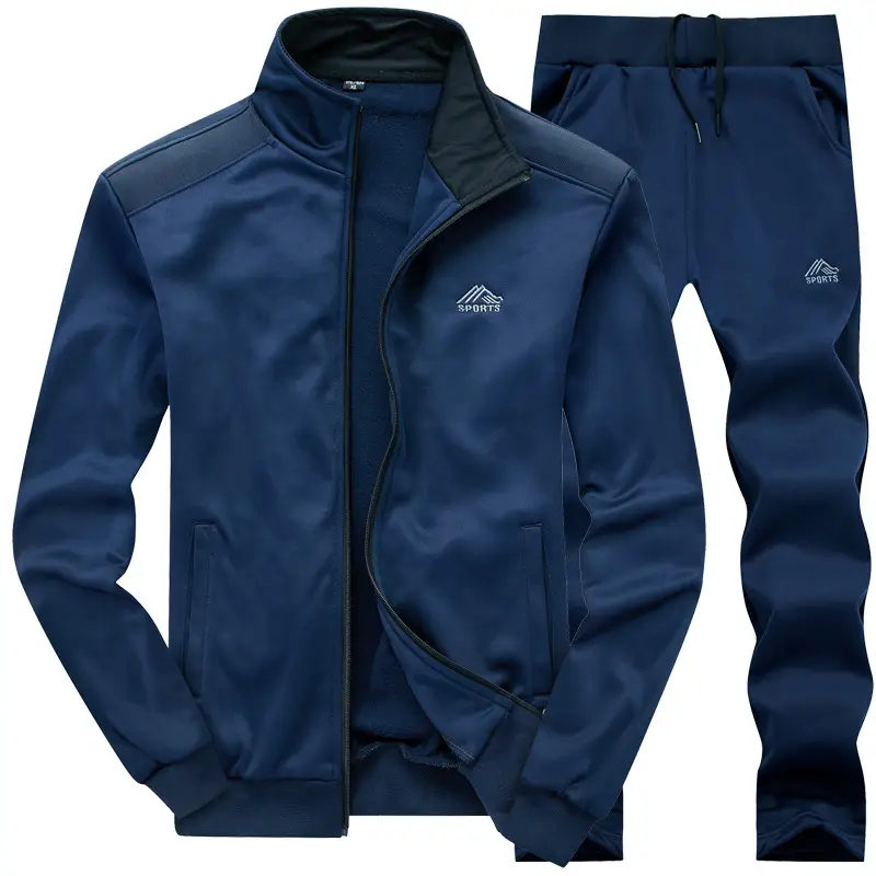 Men Gray Collared Track Suit Set Spring Autumn - Image 5