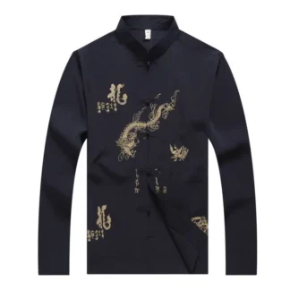 Men's Embroidered Dragon Tang Suit Summer Long Sleeve