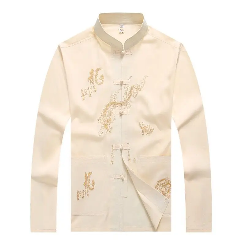 Men's Embroidered Dragon Tang Suit Summer Long Sleeve - Image 3