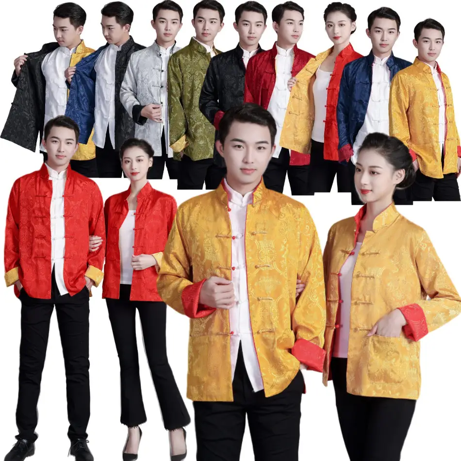 Men Women Chinese Tang Suit Jacket Cotton Blend Multi Color