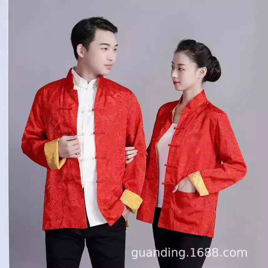 Men Women Chinese Tang Suit Jacket Cotton Blend Multi Color - Image 2