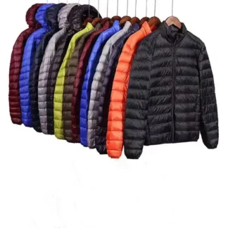 Men Lightweight Rain Jacket Black Hooded Winter Cotton