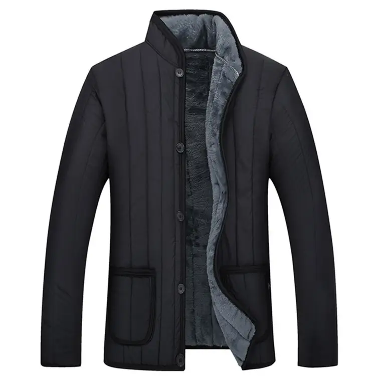Black Velvet Padded Jacket for Men Winter - Image 2