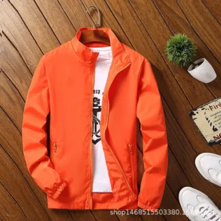 Men Orange Plus Size Reflective Sports Jacket Autumn Winter