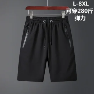 Men Black Elastic Waist Shorts L-8XL Summer Casual