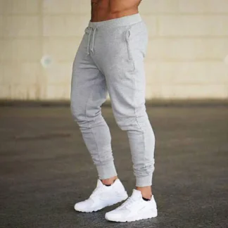 Men Slim Fit Grey Sports Pants for Running Training
