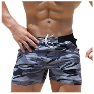 Men Camo Beach Shorts Light Gray Durable Stylish