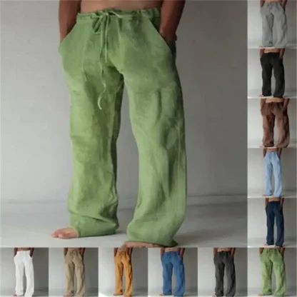 Men Loose Drawstring Linen Cotton