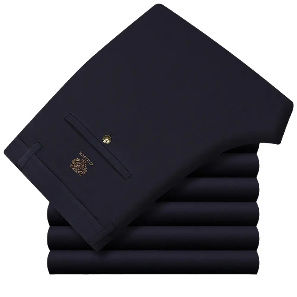 Men Black Stretch Business Pants Waist Elastic - Image 5