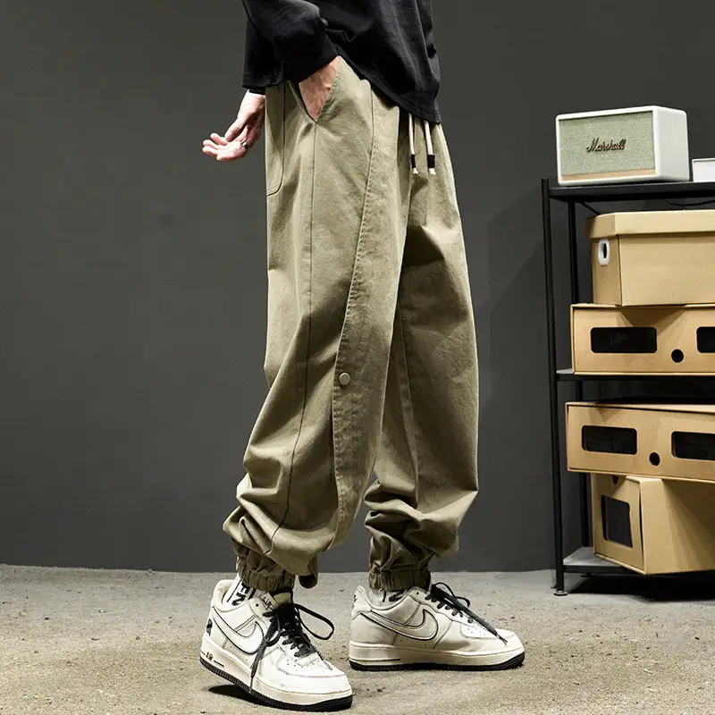 Men Khaki Plus Size Cotton Casual Pants - Image 3