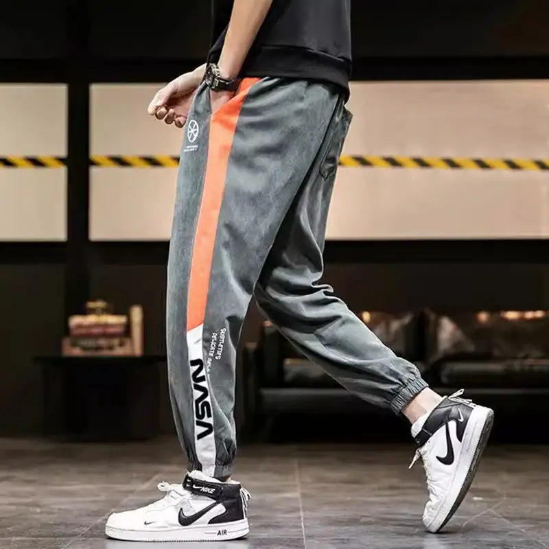 Men Loose Sports Pants Black 4XL Plus Size Summer - Image 4