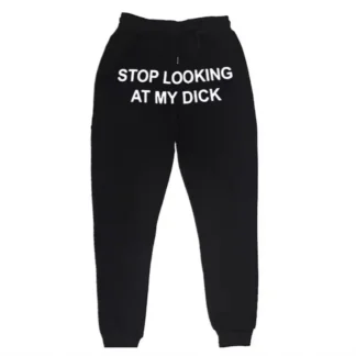 Black Graphic Sweatpants with Bold Print for Men Women