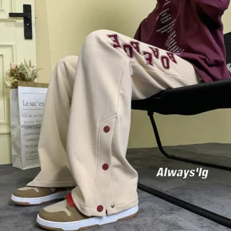 Men Plus Size Wide Leg Casual Pants Winter
