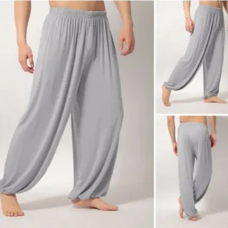 Men's Gray Loose Fit Yoga Pants Casual Daily Wear