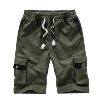 Men Cotton Cargo Shorts Olive Loose Plus Size