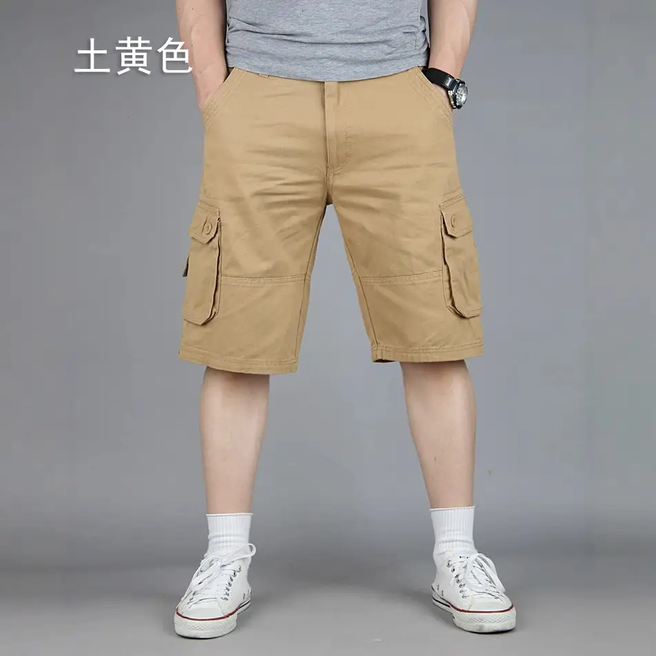 Men Cargo Shorts Summer Casual Khaki Olive - Image 5